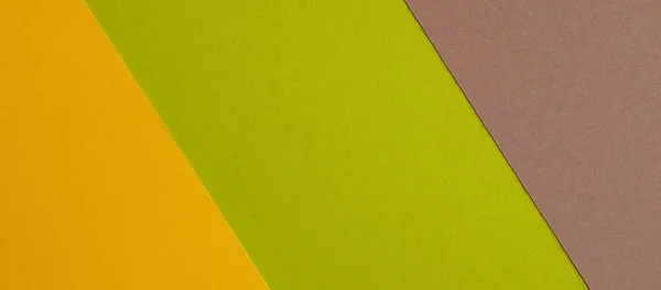 Fondo Textura Papel Colores Banner Tres Colores Amarillo Verde Marrón — Foto de Stock