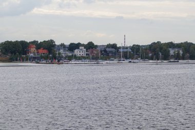 City Yacht Club Marina in Riga. Riga, Latvia - 22 Aug 2022.