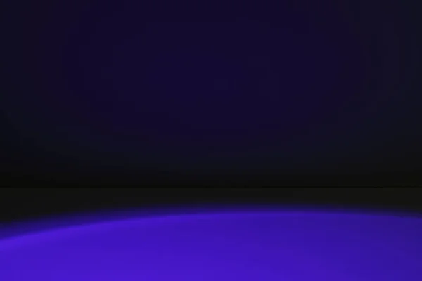 Dark studio background illuminated with blue light in the dark. Empty dark scene with blue neon spotlight.