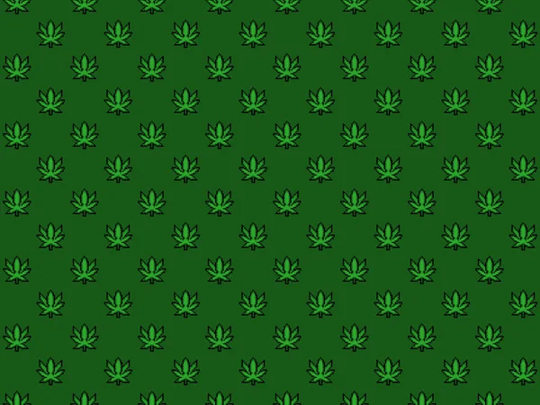 Pixel Cannabis List Pozadí Bezešvé Vysoké Res Vzor — Stock fotografie