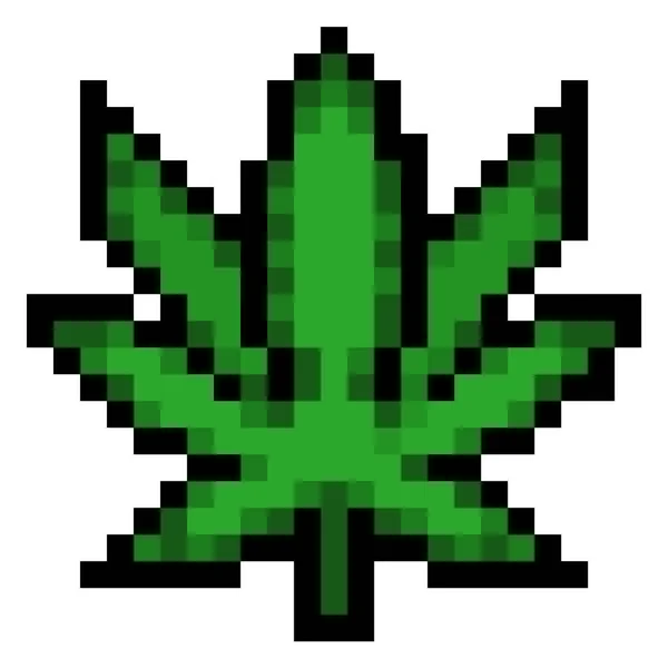 Pixel Cannabisblad Vector Geïsoleerd — Stockvector