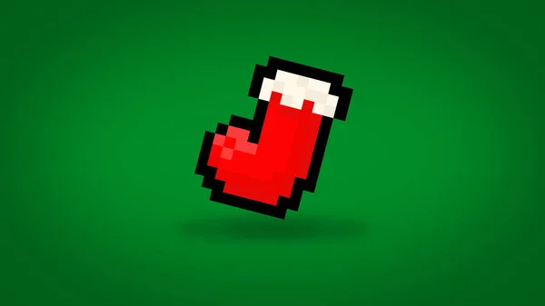 Pixel Bit Играючи Фаршированный Рождественский Чулок Фон Высокие Обои — стоковое фото