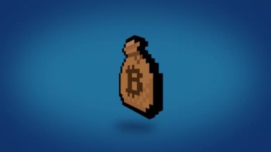 Bitcoin dolu tek bir yüzen para torbası - Alfa kanallı 30 fps