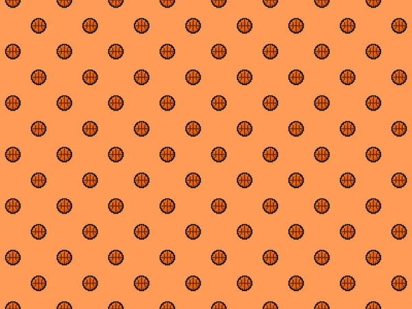 Pixel 8 bit basketball background - high res seamless pattern