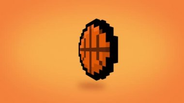 Piksel 8 bit dönen basketbol - alfa kanalı dahil