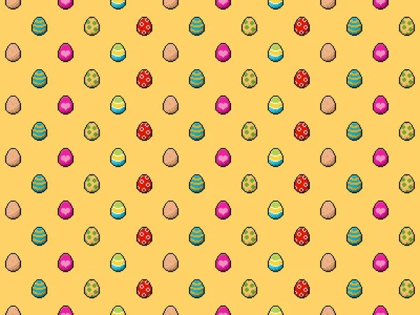 Piksel 8 bit Paskalya Yumurtası arkaplanı - renksiz dikişsiz desen
