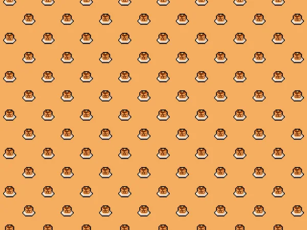 Stack Pixel Bit Pancakes Butter Syrup High Res Seamless Pattern — Stock Photo, Image