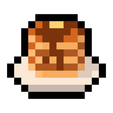 Tereyağı ve şuruplu 8 bit gözleme yığını - izole edilmiş, vektör