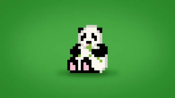 Pixel 8位熊猫吃竹子背景 高分辨率4K壁纸 — 图库照片