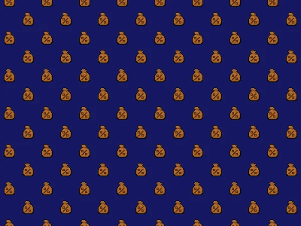 Pixel Zak Met Geld Met Percentage Teken Achtergrond Hoge Resolutie — Stockfoto