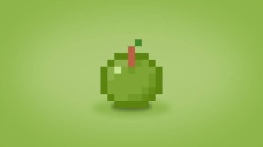 Piksel 8 bit yeşil elma arkaplanı - yüksek çözünürlüklü 4k duvar kağıdı