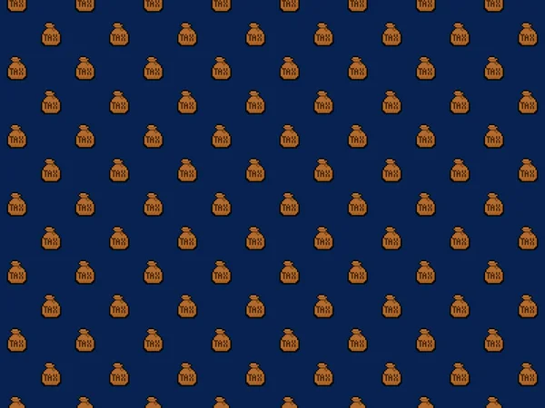 Pixeltasche Mit Versteuertem Geld Hintergrund Hochauflösendes Nahtloses Muster — Stockfoto