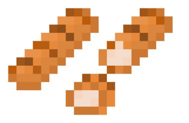 Piksel 8 bit Fransız ekmeği - izole edilmiş, vektör