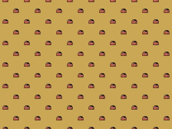 Pixel Red Barn Background High Resolution Seamless Pattern — Stock Photo, Image