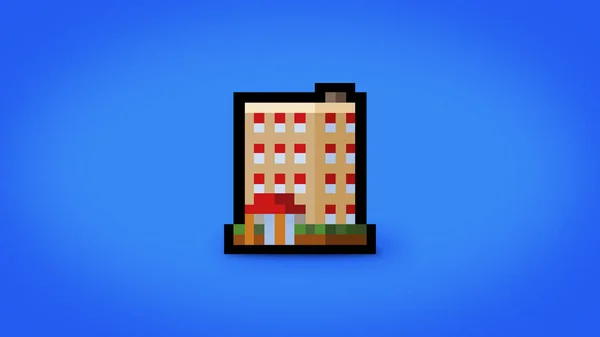 Pixel Ξενοδοχείο Κτίριο Φόντο Υψηλής Ανάλυσης Bit Ταπετσαρία — Φωτογραφία Αρχείου