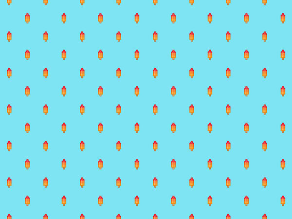Pixel raket popsicle background - high resolution seamless pattern