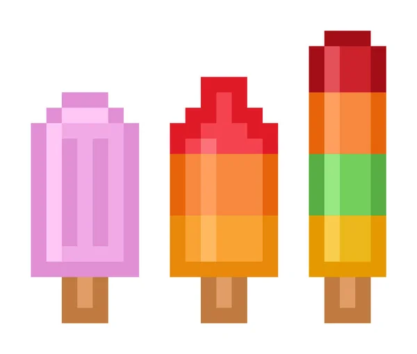 Pixel Popsicle Pack Isolated Bit Vector — Stock Vector