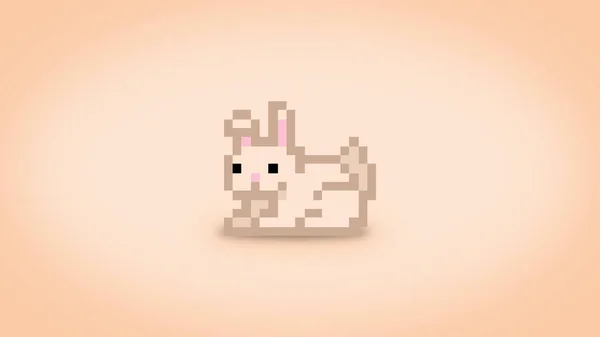 Cute White Pixel Rabbit Background High Resolution Bit Wallpaper — Stock Photo, Image