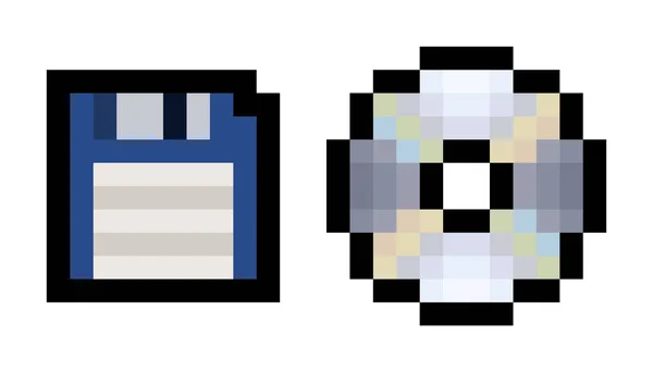 Piksel Disket Veya Dvd Disk Izole Edilmiş Bit Vektörler — Stok Vektör
