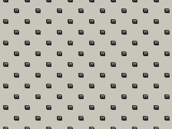 Pixel Compact Cassette Tape Background High Resolution Seamless Pattern — 스톡 사진