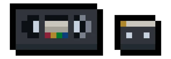 Pixelvideoband Och Kompakt Kassett Isolerad Bitars Vektor — Stock vektor