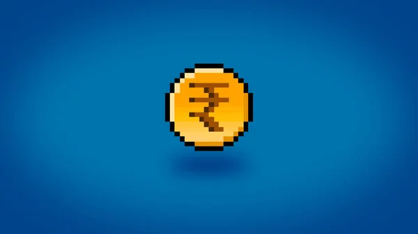 Pixel Rupee Coin Gaming Block Background High Resolution Bit Wallpaper — Foto Stock