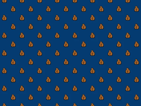 Pixel Rupee Bag Money Background High Resolution Seamless Pattern — Stock fotografie