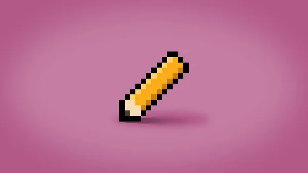 Pixel 8 bit yellow pencil on pink background - high resolution wallpaper