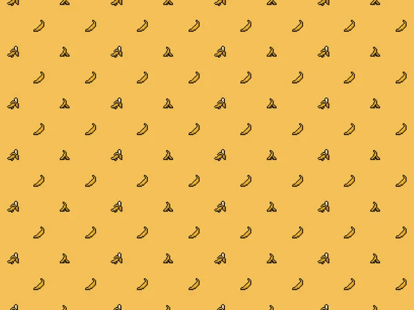 Pixel Bananen Auf Gelbem Hintergrund Hochauflösendes Nahtloses Muster — Stockfoto