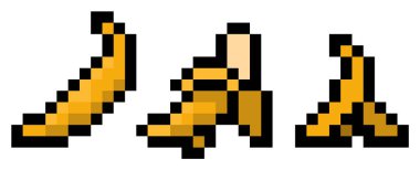 Piksel sarı muzlar - izole edilmiş 8 bit vektörler