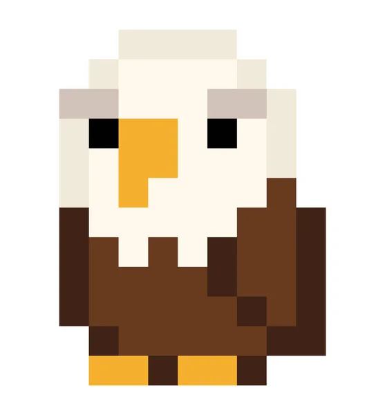 Pixel Bit Bald Eagle Vector Isolated — ストックベクタ