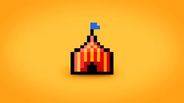 Pixel 8 bit red and yellow circus tent background - high resolution 4k wallpaper