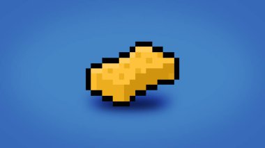 Pixel yellow sponge on blue background - high resolution 8 bit wallpaper