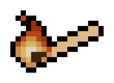 Pixel burning match stick - 8 bit vector, isolated
