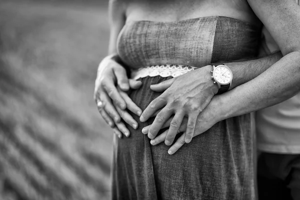 Father Son Hands Pregnant Woman — Stockfoto