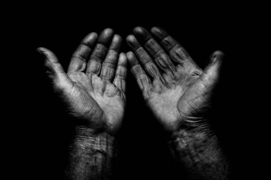 Siyah ve beyaz arkaplanı olan el