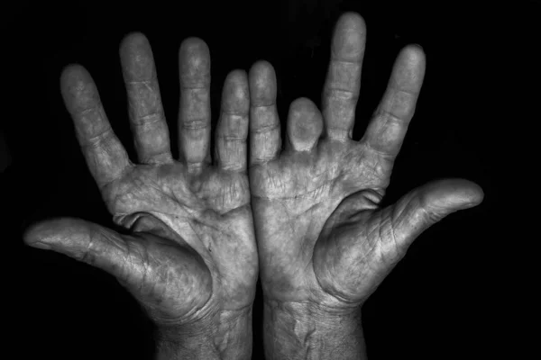 Ręka Czarno Białym Tłem — Zdjęcie stockowe