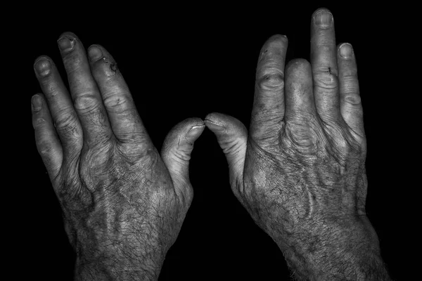 Old Man Praying Black Background — 스톡 사진