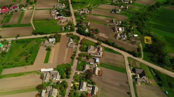 Вид Воздуха Украину Деревня Землей Улицами Перекрестками Дорогами — стоковое видео