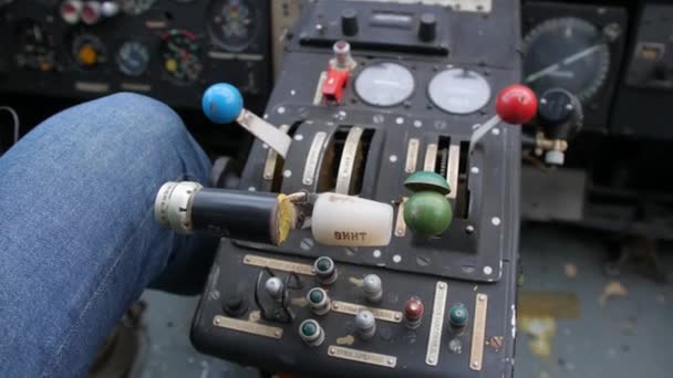 Pilot Push Thrust Lever Handle Takeoff Old Plane Cockpit Push — Video