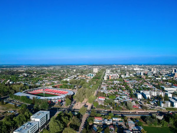 Talca, Şili şehir merkezinin havadan görüntüsü.
