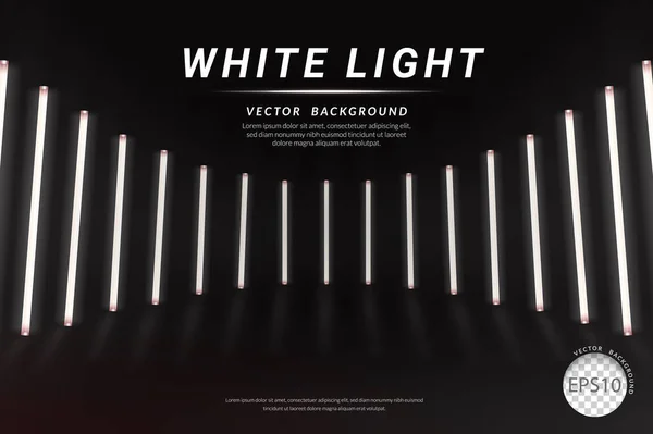 Empty Dark Room White Neon Light Product Display Landscape Layout — Vettoriale Stock