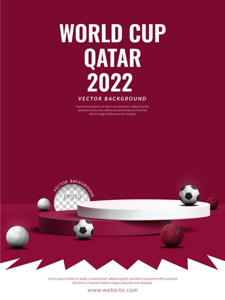 Світовий Кубок Катар 2022 Марун Білий Подвійний Подіум Ячем Тлі — стоковий вектор