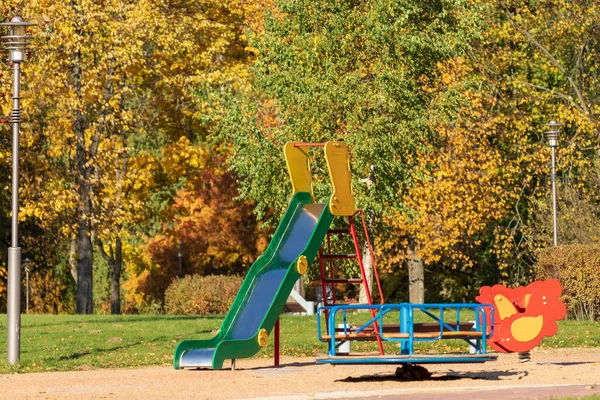 Playground Little Kids Park Empty Children Playground Waiting Children Early — 图库照片