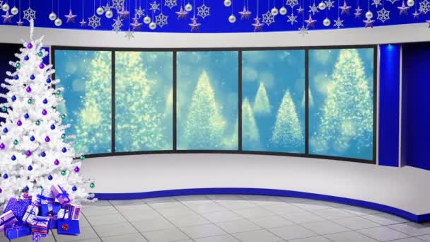 Weihnachtsbaum Glitzert Hintergrund Fenster Und Weihnachten Inneren Des Sets Für — Stockvideo
