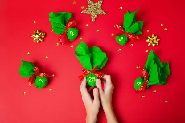 Christmas Advent Calendar Closeup Merry Christmas Message High Quality Photo — Stock Photo, Image