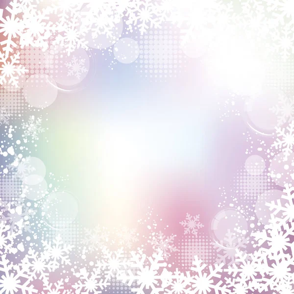 雪の結晶で光とぼかしの背景 — ストックベクタ