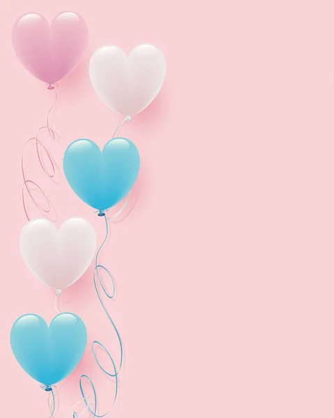 Hintergrund Der Pastellfarbe Herz Luftballons — Stockvektor
