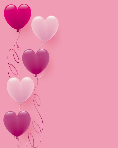 Pembe Kalp Balonlarının Arka Planı — Stok Vektör