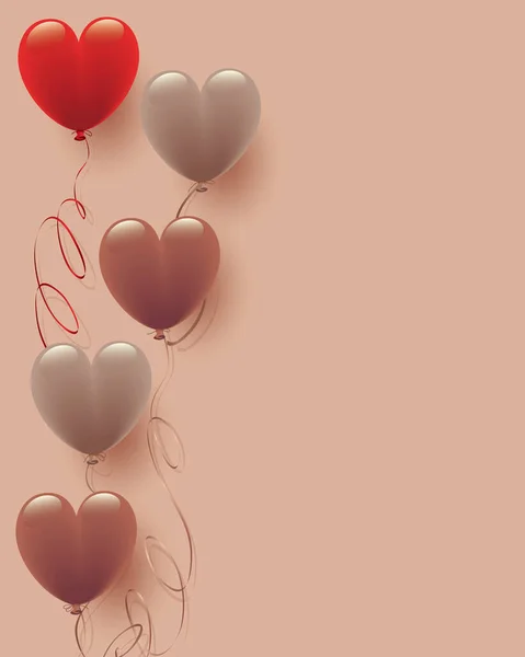 Hintergrund Der Stumpfen Farbe Herz Luftballons — Stockvektor
